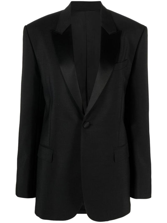 Black Single-breasted Mohair Blazer