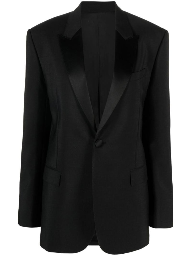 Black Single-breasted Mohair Blazer