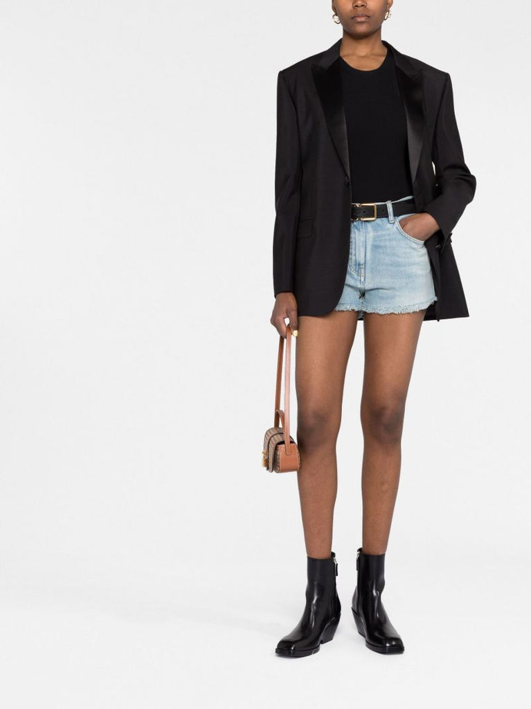 Black Single-breasted Mohair Blazer