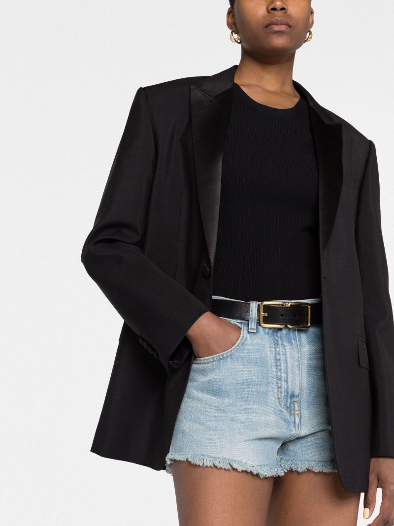 Black Single-breasted Mohair Blazer