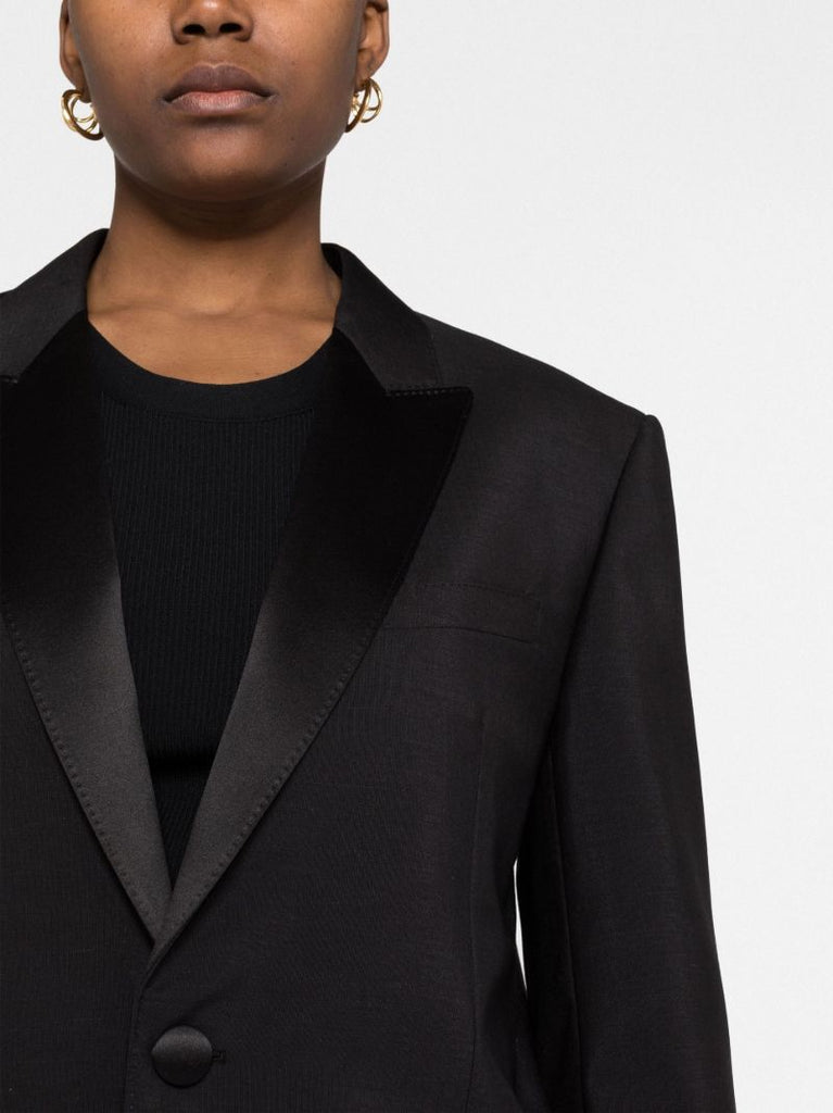 Black Single-breasted Mohair Blazer