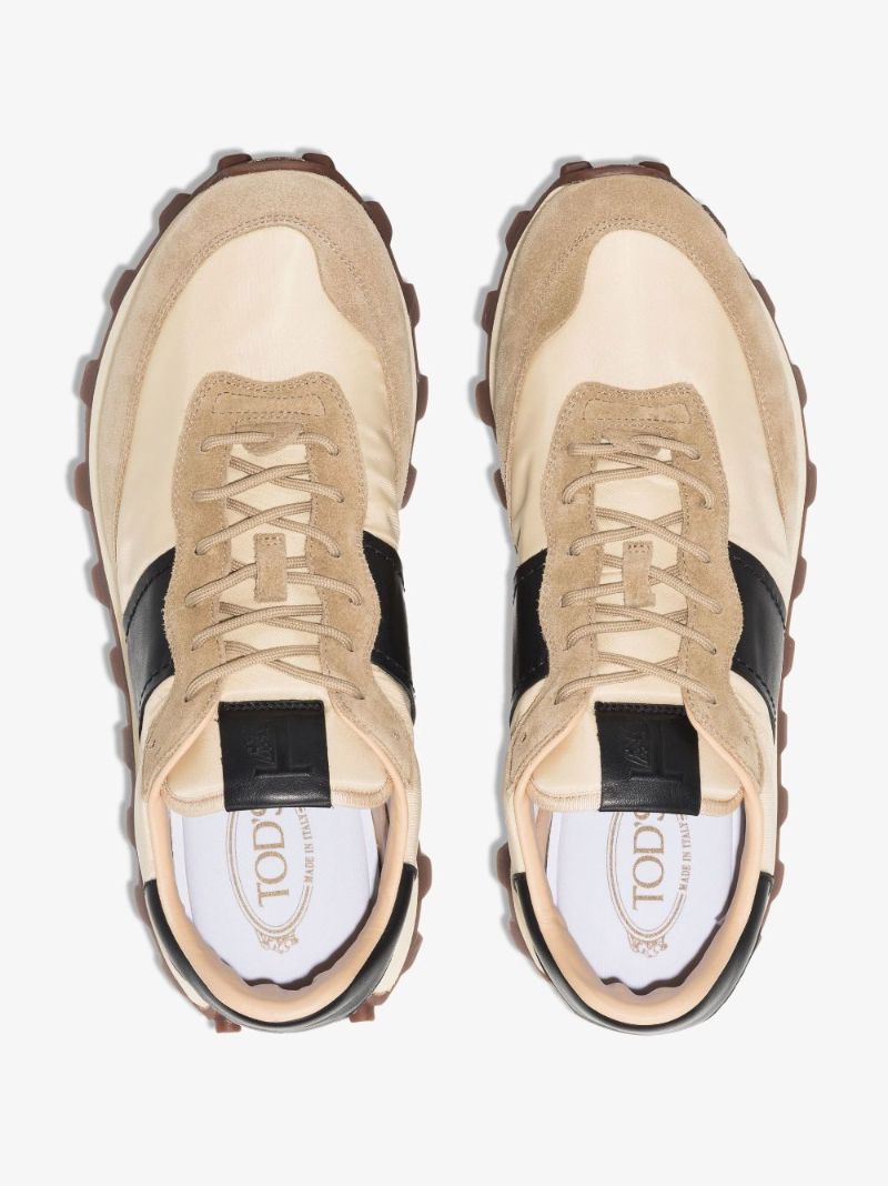 Neutral Panelled Low Top Sneakers