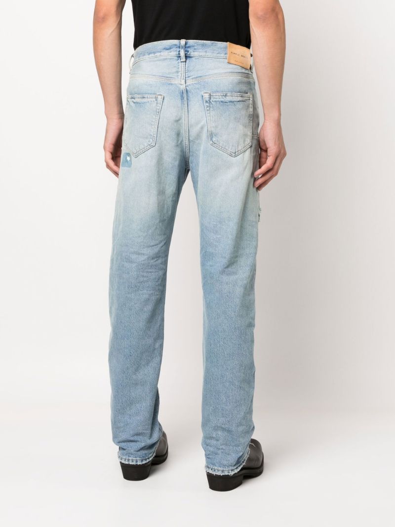 Blue Distressed Faded Slim-leg Jeans