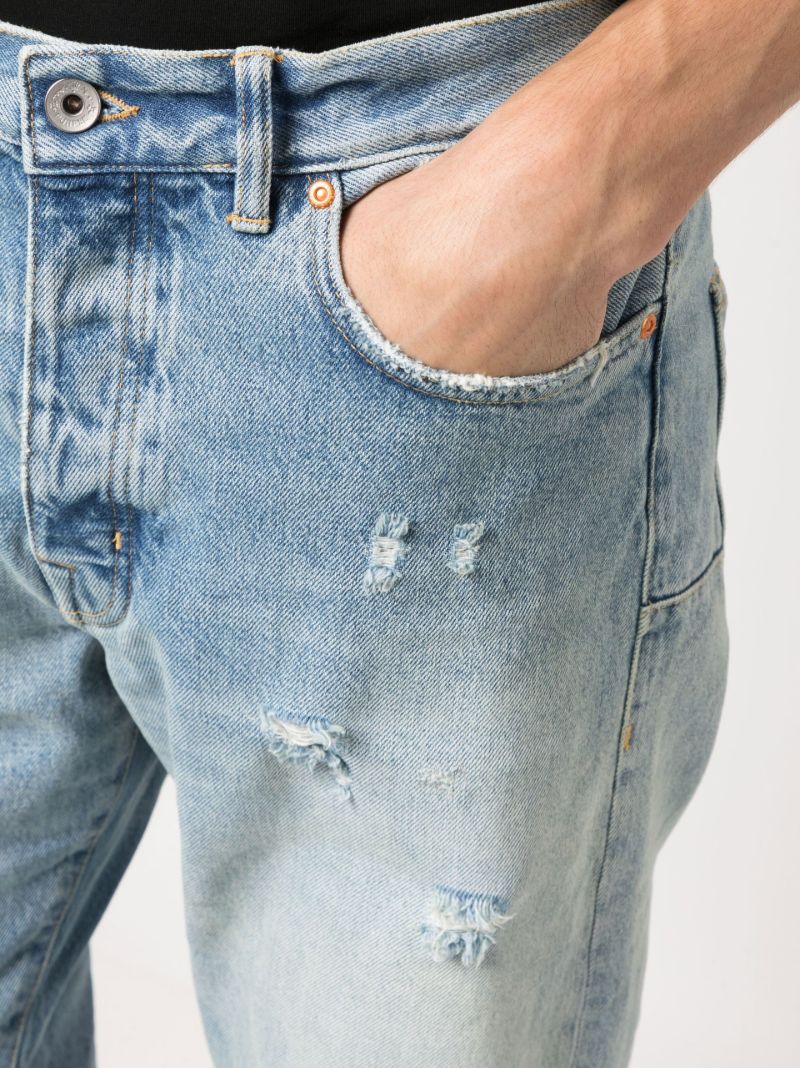 Blue Distressed Faded Slim-leg Jeans