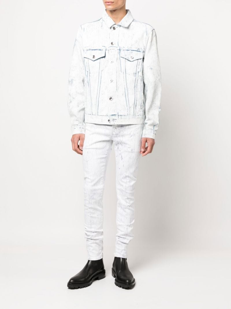 White Hydro Marble Print Skinny Jeans