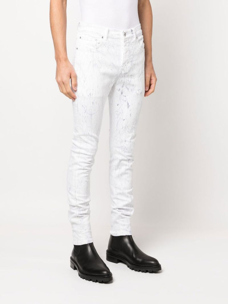 White Hydro Marble Print Skinny Jeans