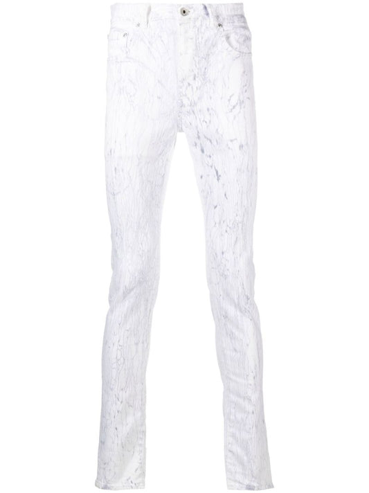 White Hydro Marble Print Skinny Jeans