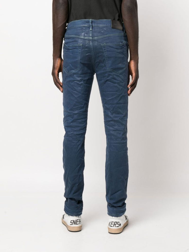 Blue Distressed Straight Leg Jeans
