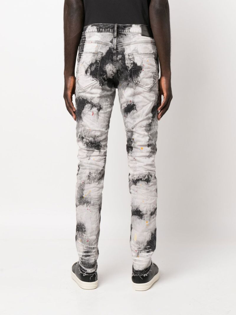 Black P001 Bleached Splatter Skinny Jeans