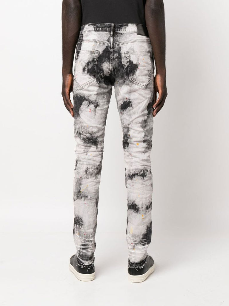 Black P001 Bleached Splatter Skinny Jeans