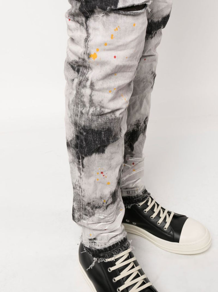 Black P001 Bleached Splatter Skinny Jeans