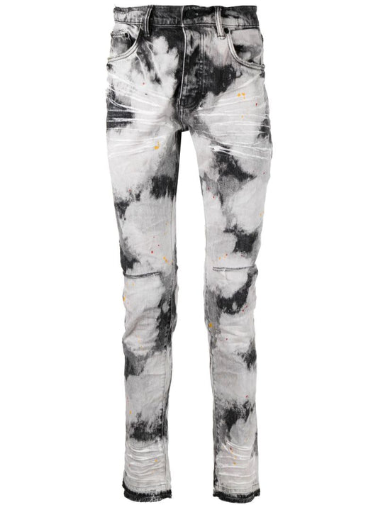 Black P001 Bleached Splatter Skinny Jeans