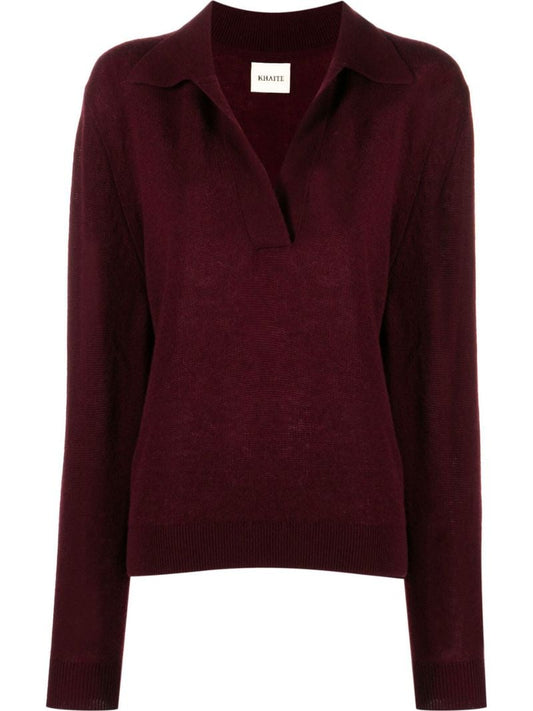 Red V-neck Wool Sweater