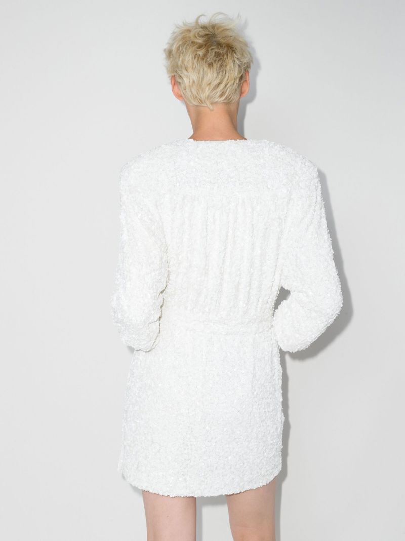 White Samantha Sequin Wrap Dress