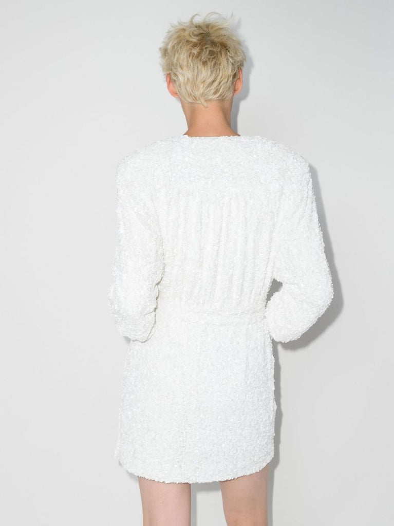 White Samantha Sequin Wrap Dress
