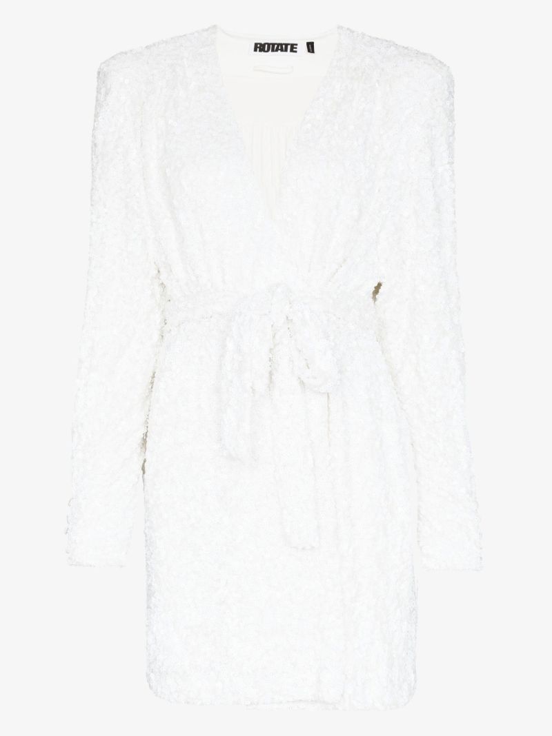 White Samantha Sequin Wrap Dress