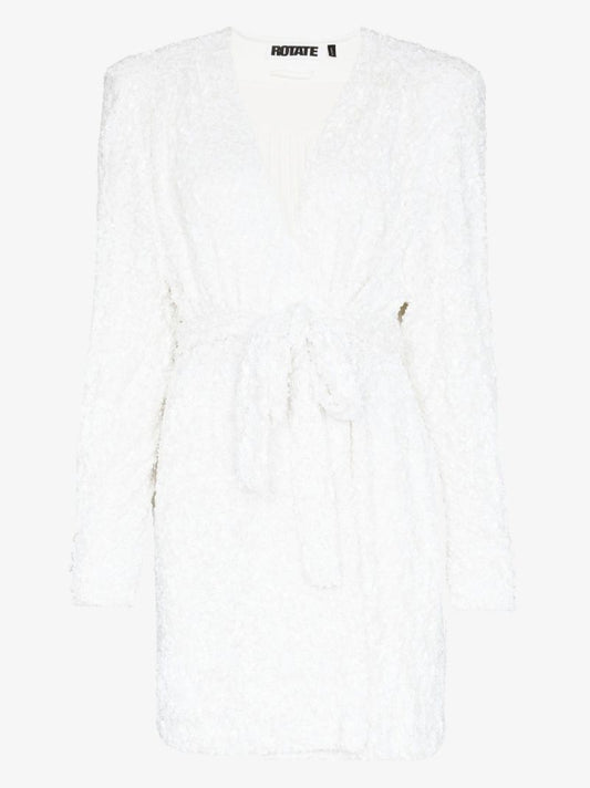 White Samantha Sequin Wrap Dress