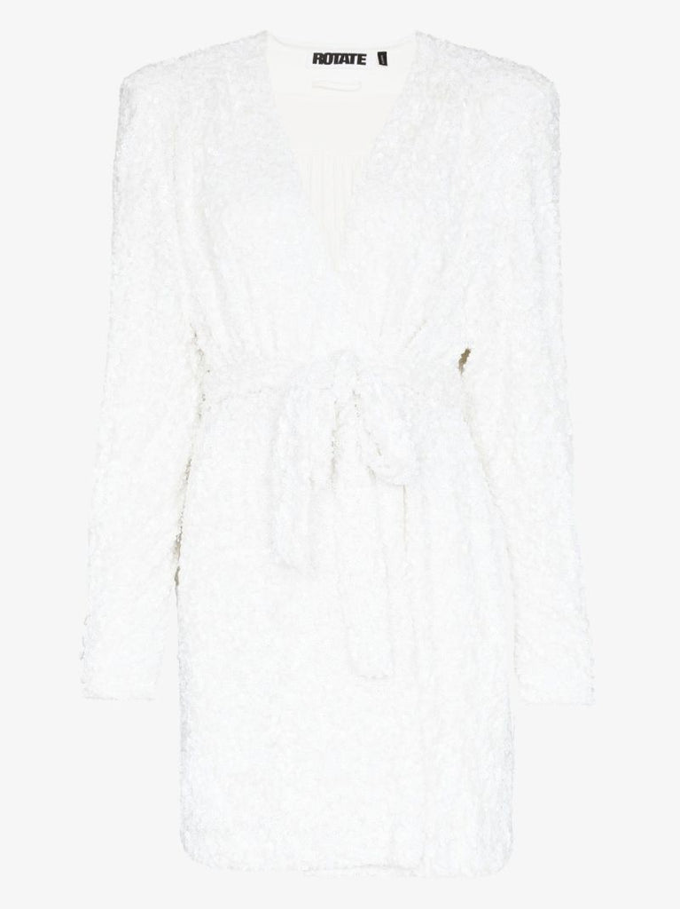 White Samantha Sequin Wrap Dress