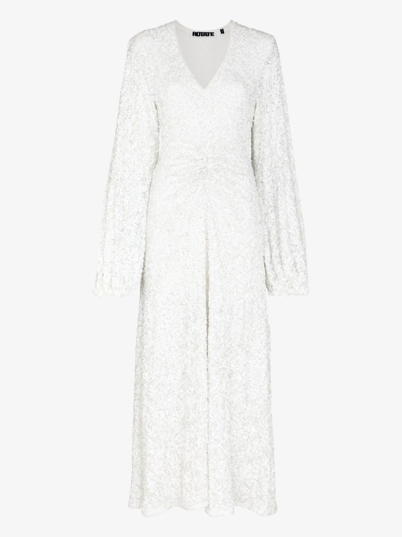 White Sirin Sequinned Midi Dress