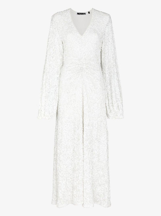 White Sirin Sequinned Midi Dress