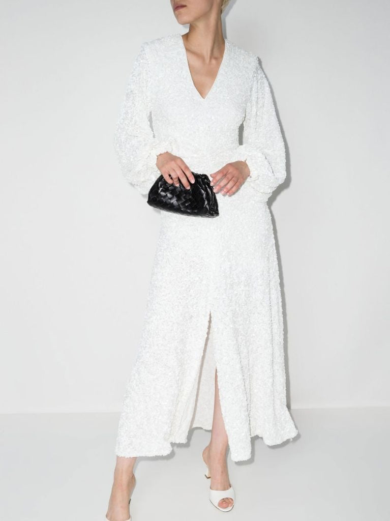 White Sirin Sequinned Midi Dress