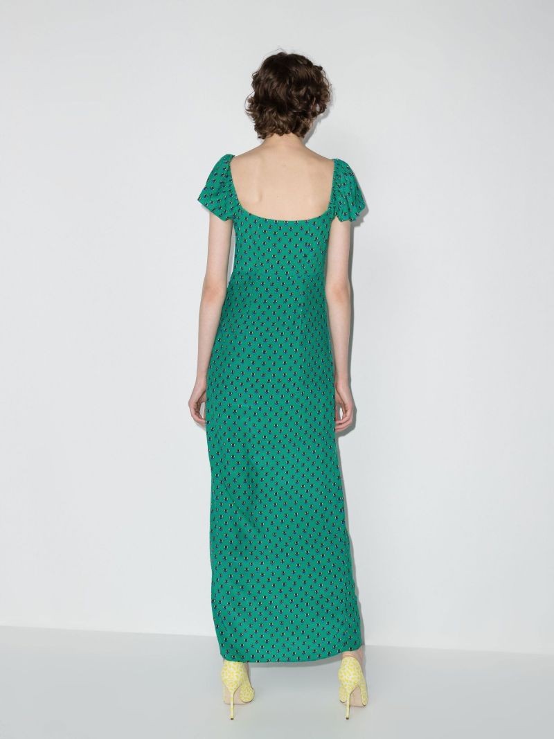 Green Avril Printed Midi Dress