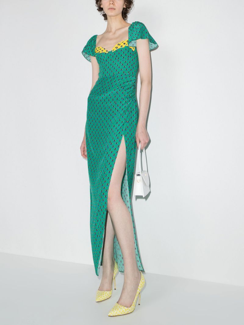 Green Avril Printed Midi Dress