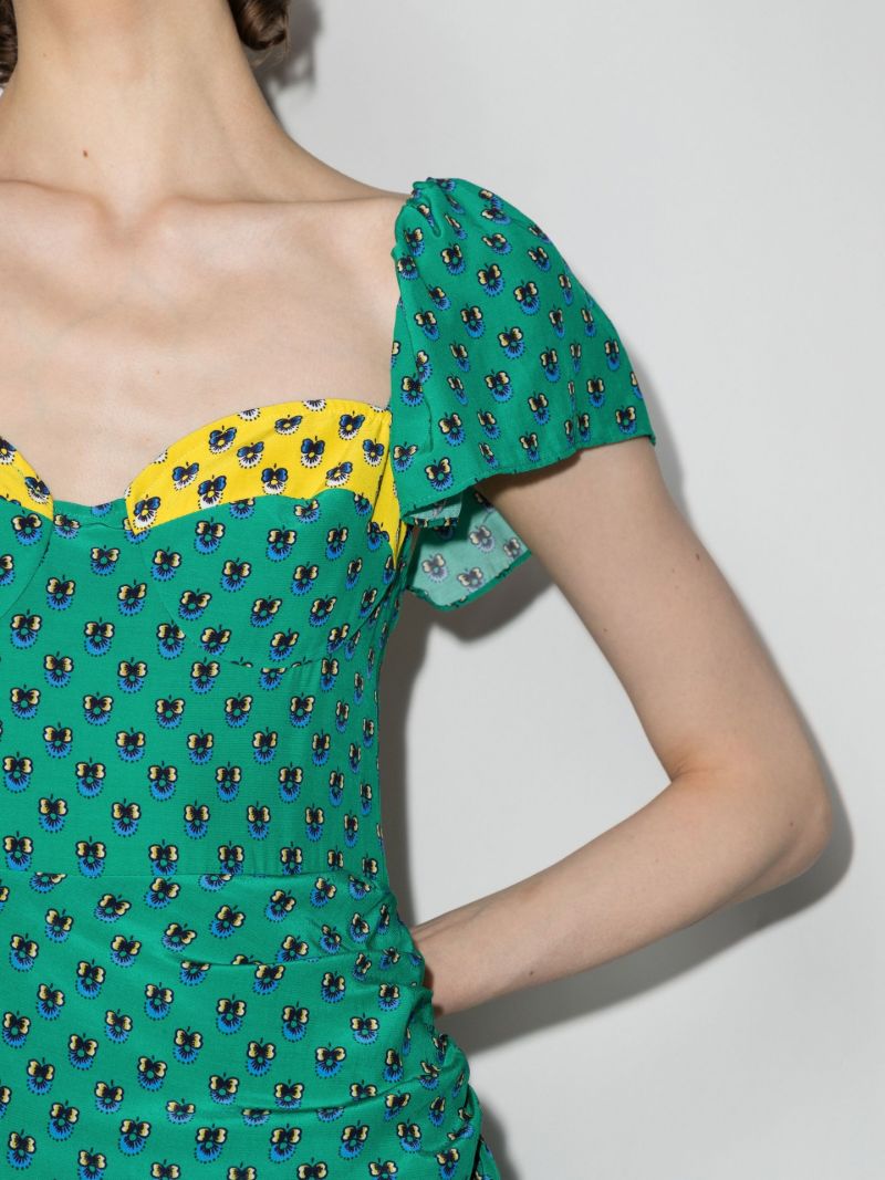 Green Avril Printed Midi Dress