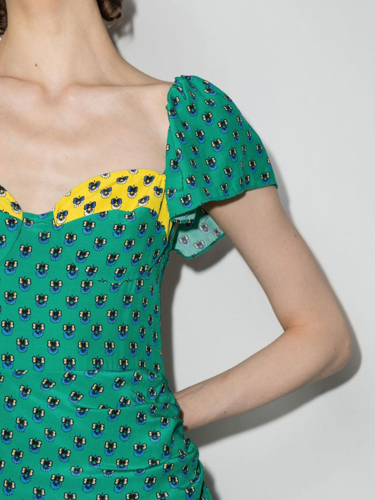 Green Avril Printed Midi Dress