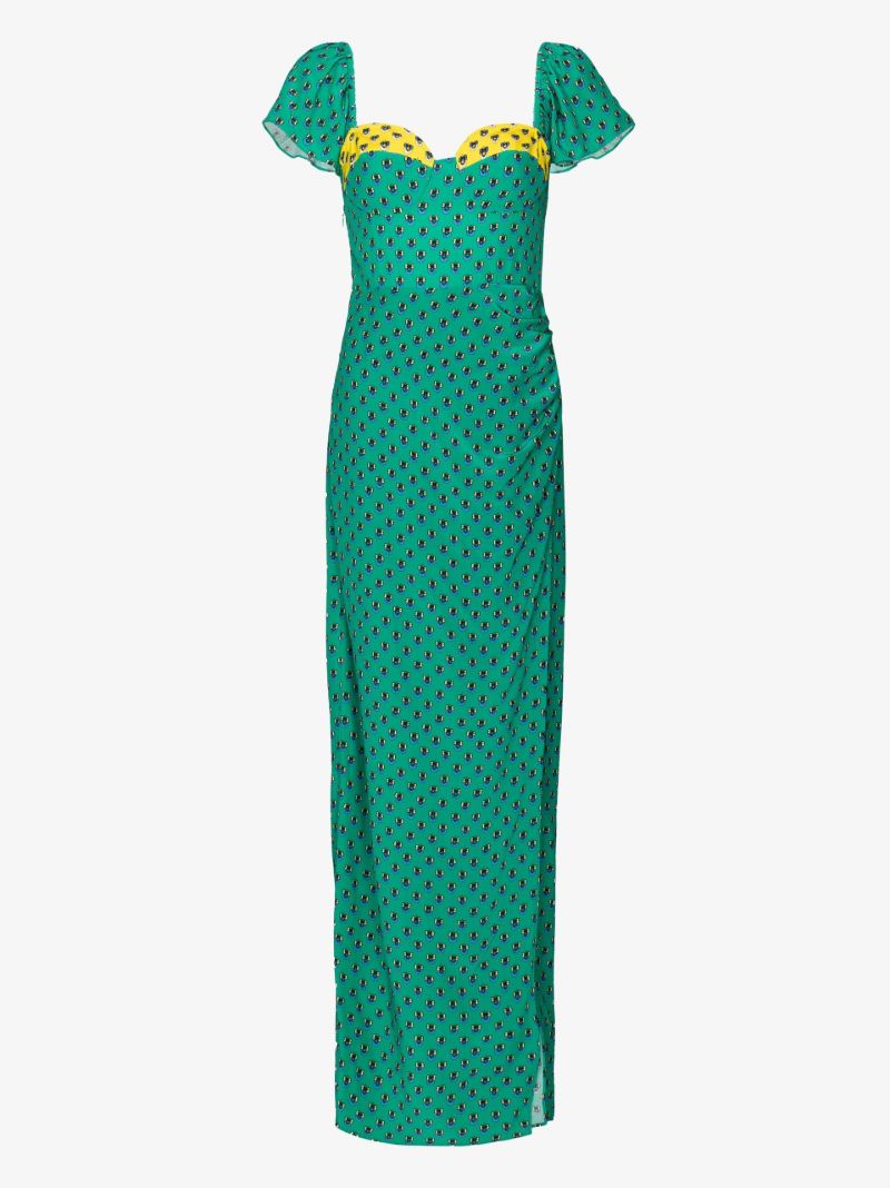Green Avril Printed Midi Dress