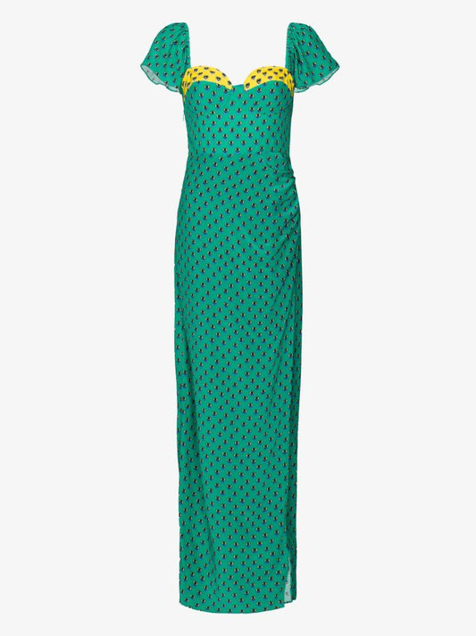 Green Avril Printed Midi Dress