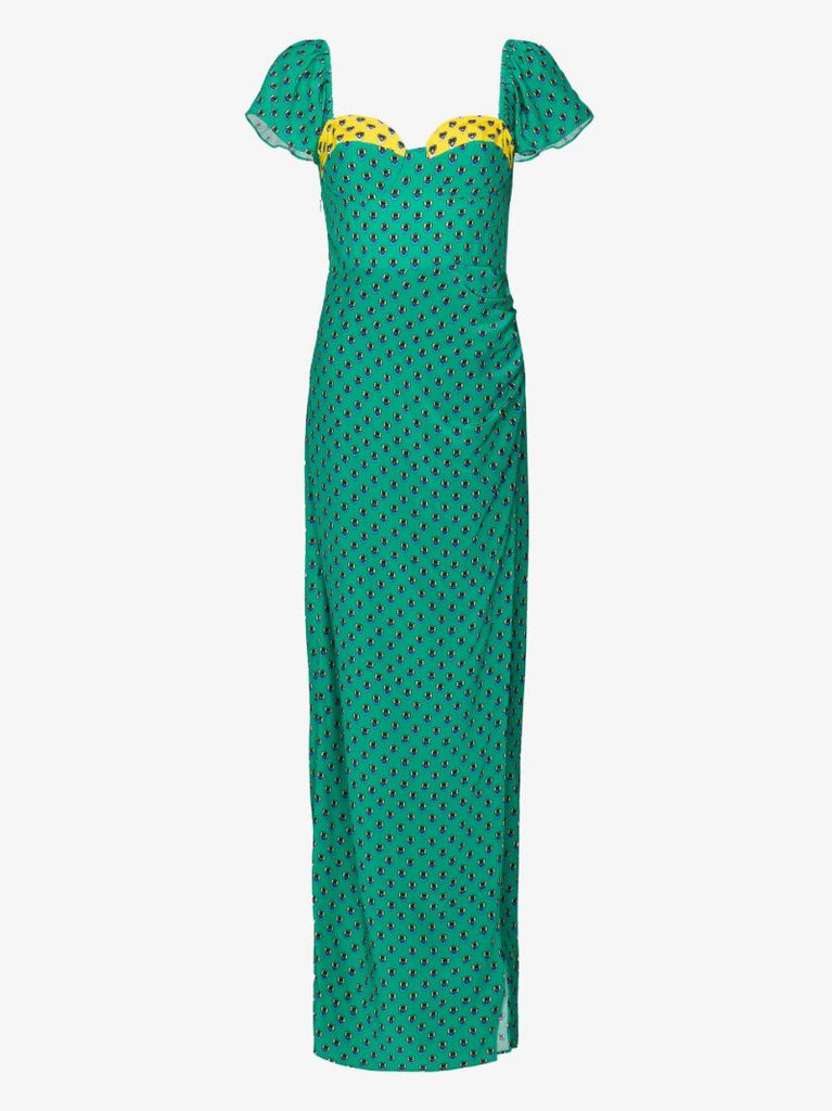 Green Avril Printed Midi Dress