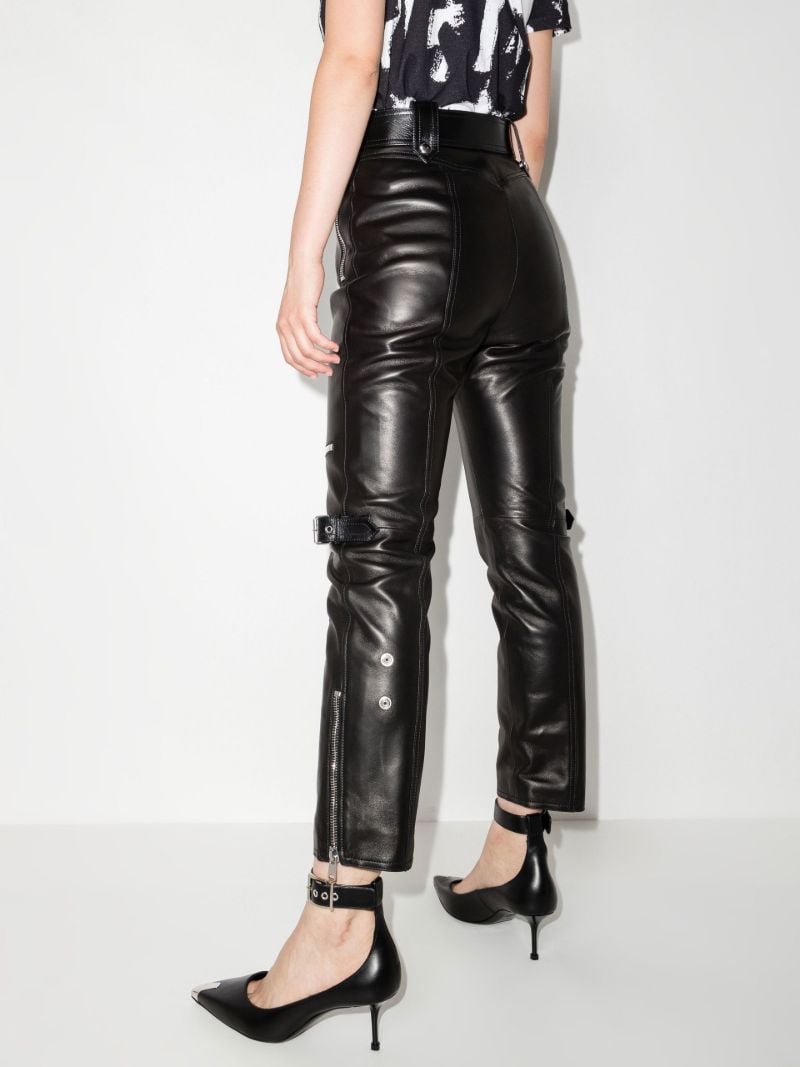 Black Belted Leather Trousers