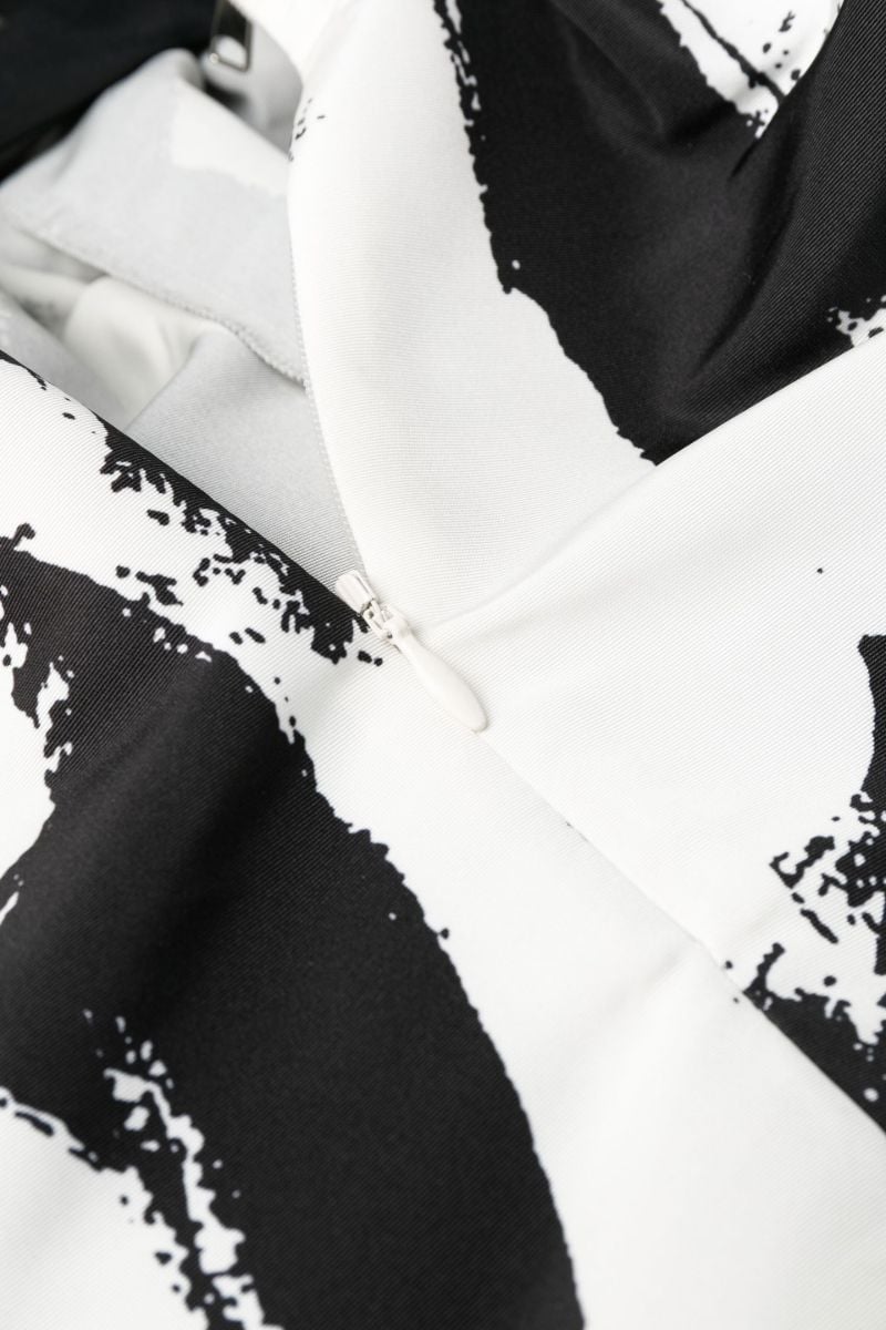Black Graphic Print Bustier Midi Dress