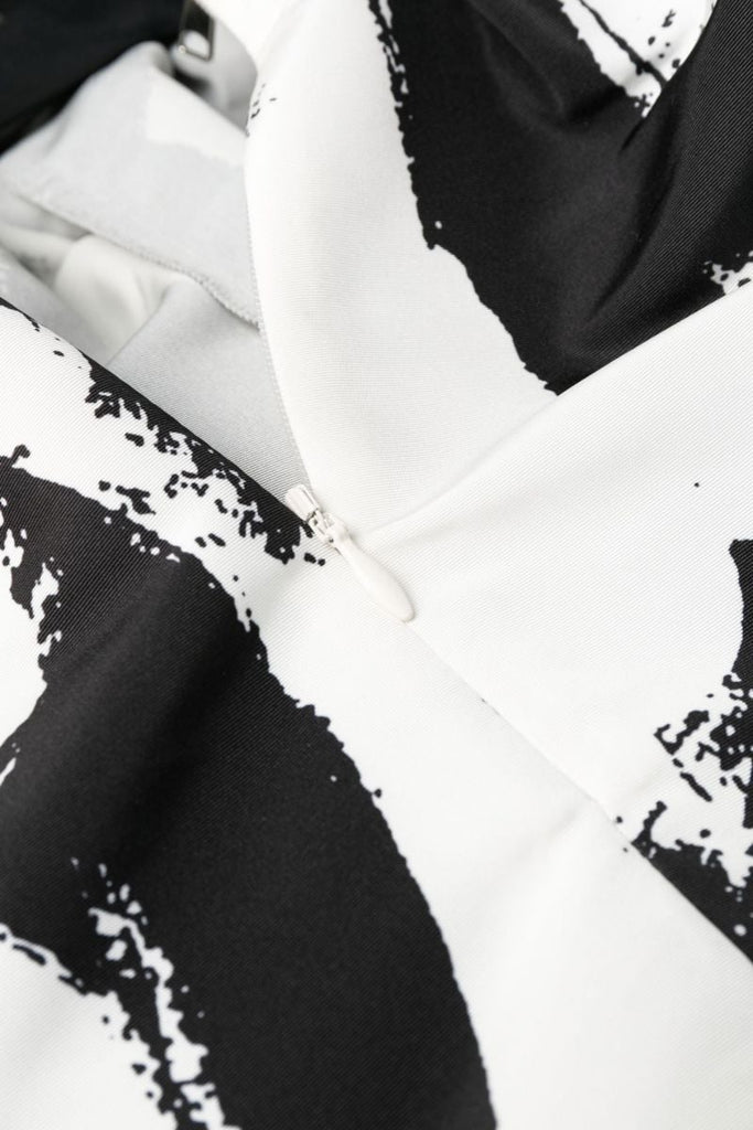 Black Graphic Print Bustier Midi Dress
