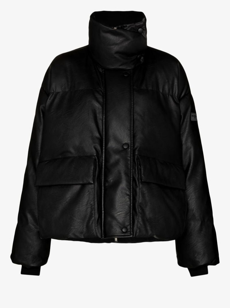 Black High Collar Padded Coat