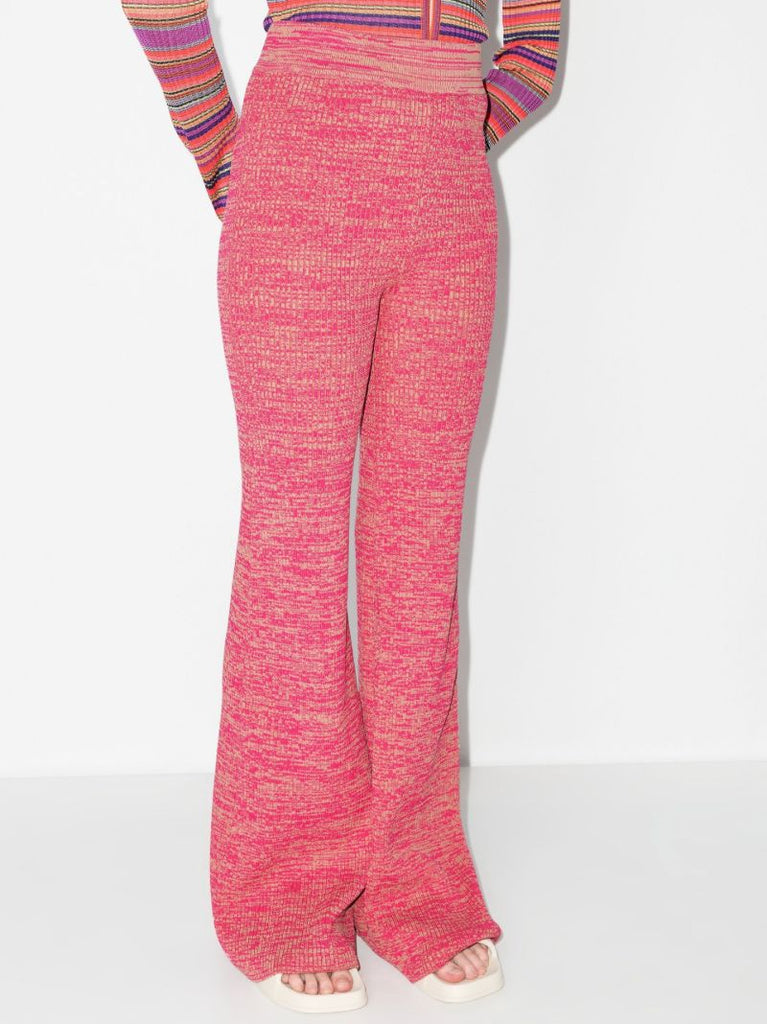 Pink Soleima Knitted Flared Trousers