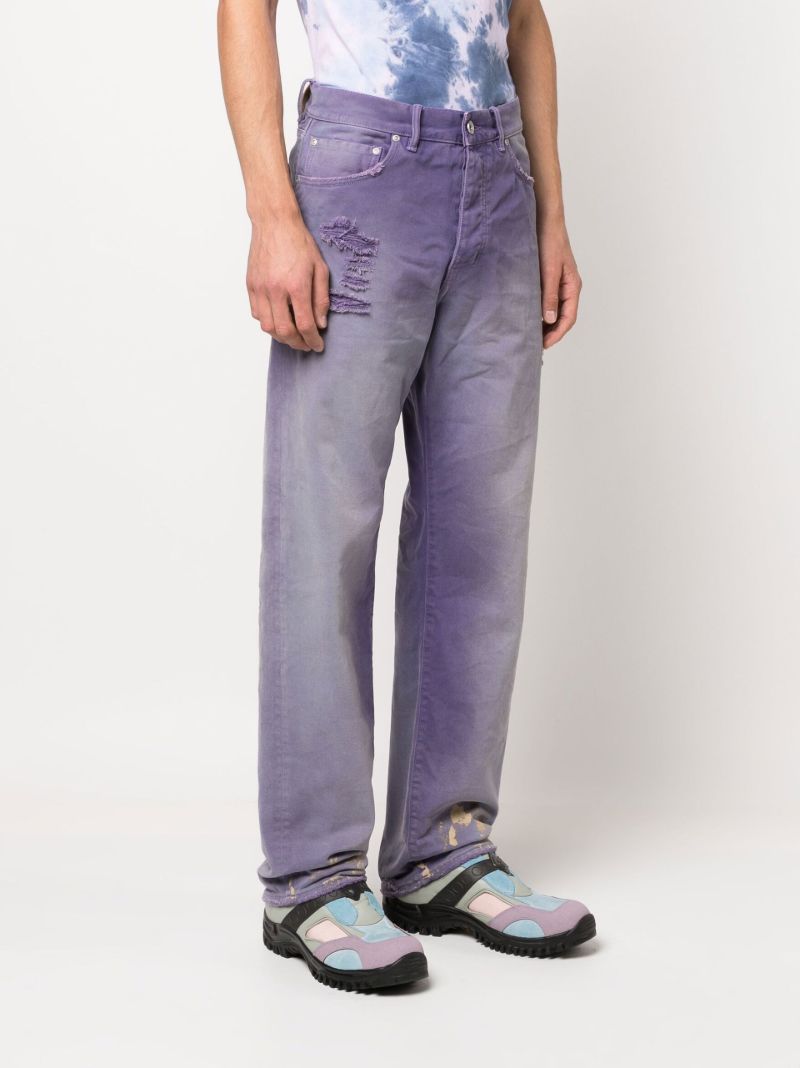 Purple Sun Bleached Distressed Slim-leg Jeans