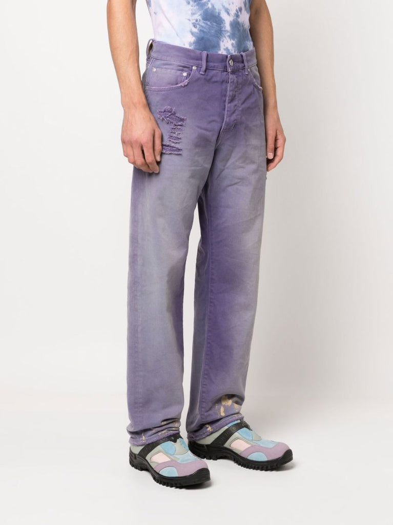 Purple Sun Bleached Distressed Slim-leg Jeans