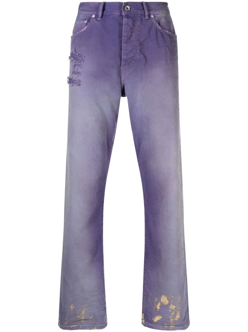 Purple Sun Bleached Distressed Slim-leg Jeans