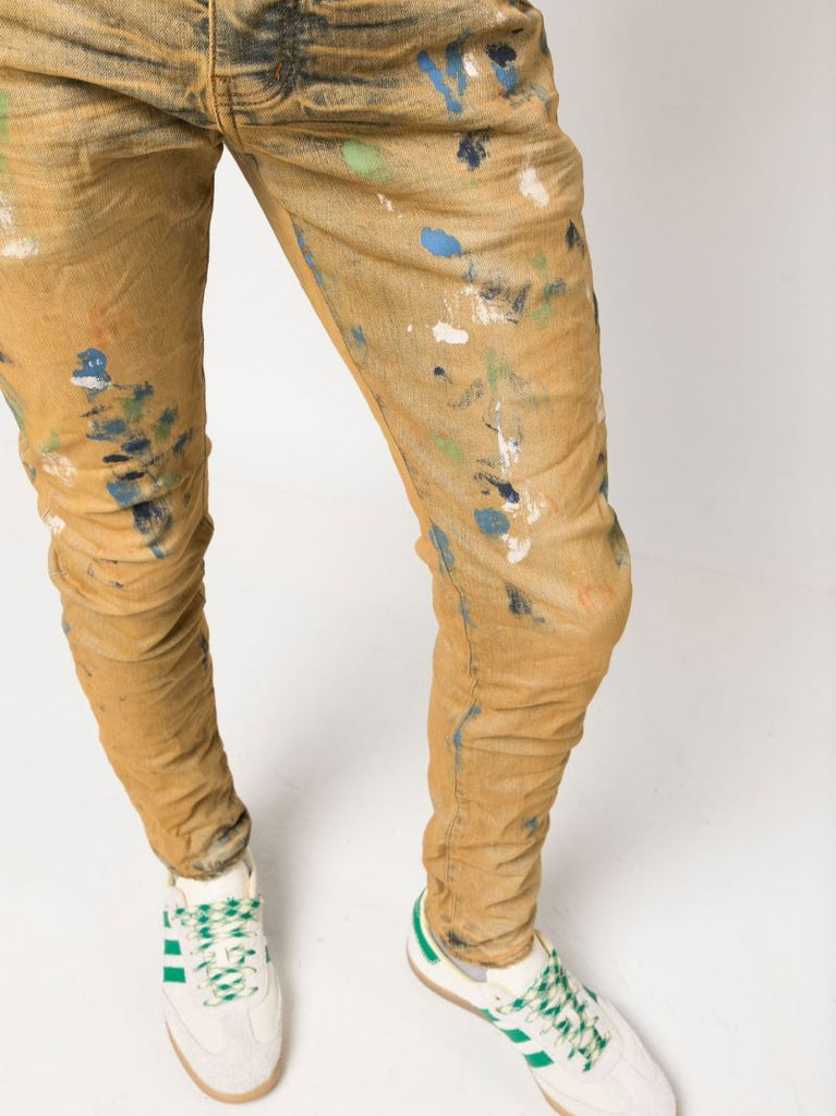 Neutral P001 Distressed Low-rise Slim-leg Jeans