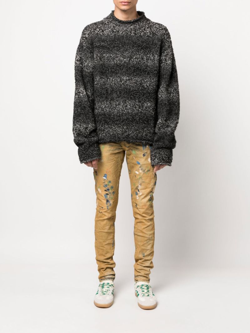 Neutral P001 Distressed Low-rise Slim-leg Jeans