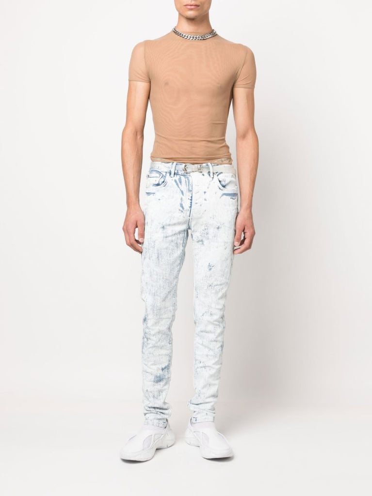 White P001 Cracked Skinny Jeans