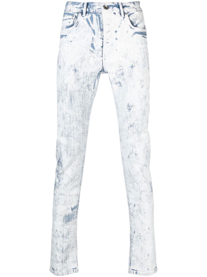 White P001 Cracked Skinny Jeans