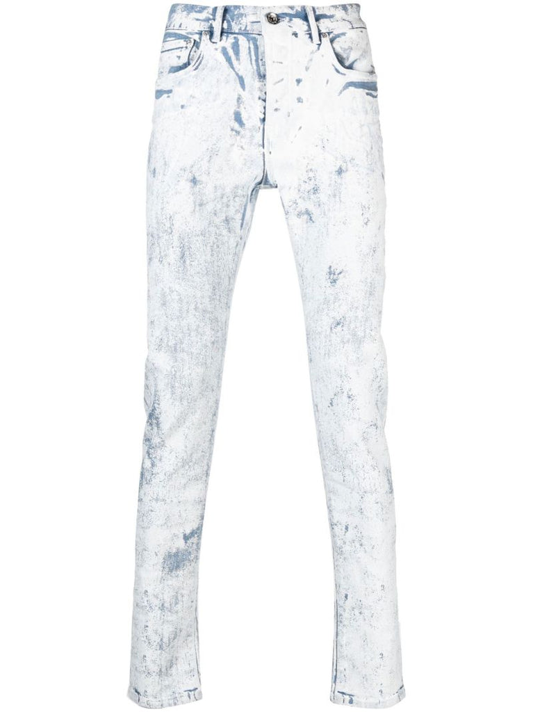 White P001 Cracked Skinny Jeans