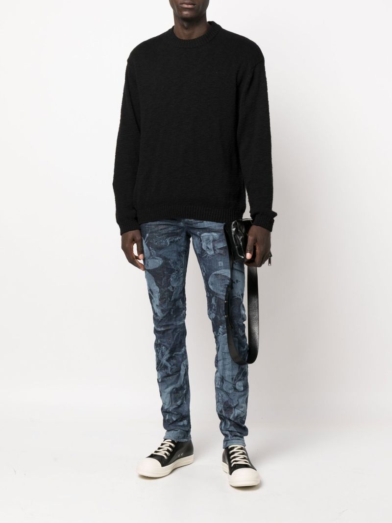 Blue P001 Prism Laser Print Skinny Jeans