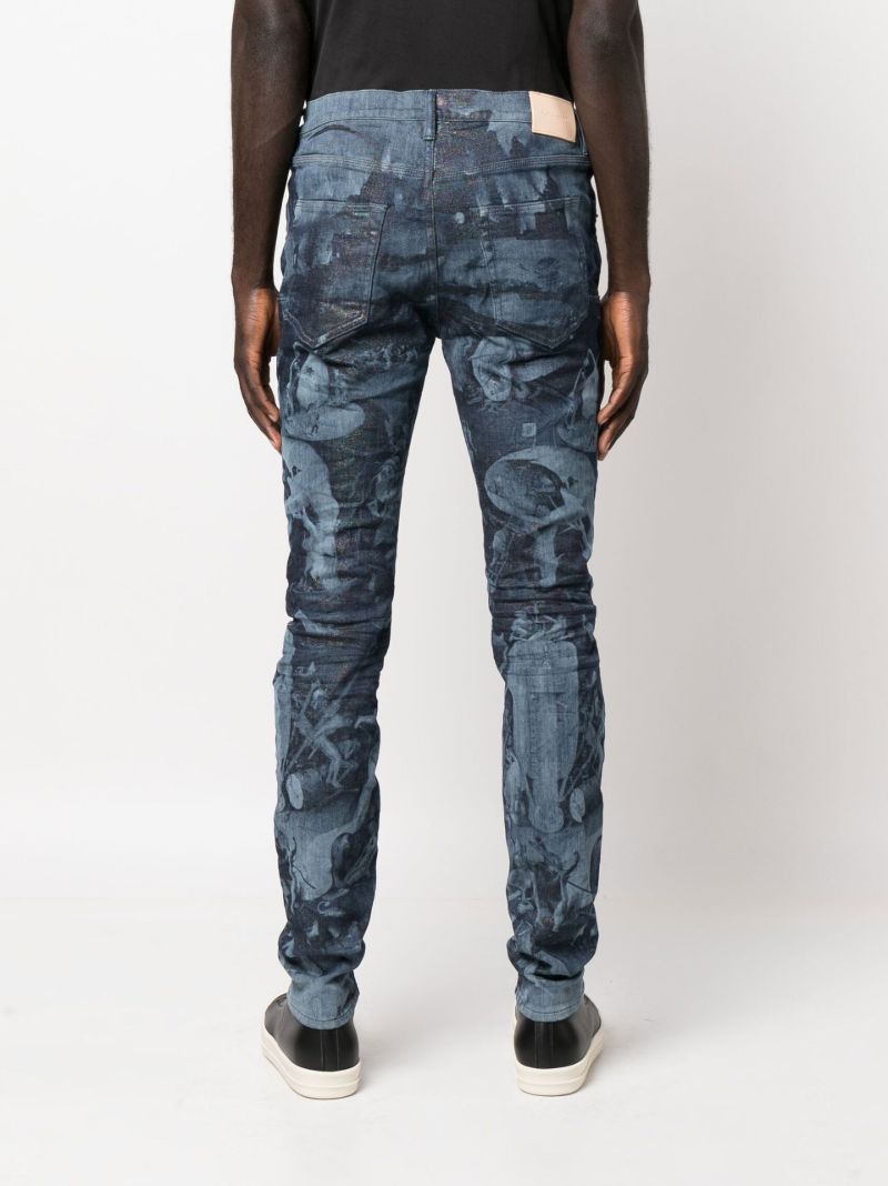 Blue P001 Prism Laser Print Skinny Jeans