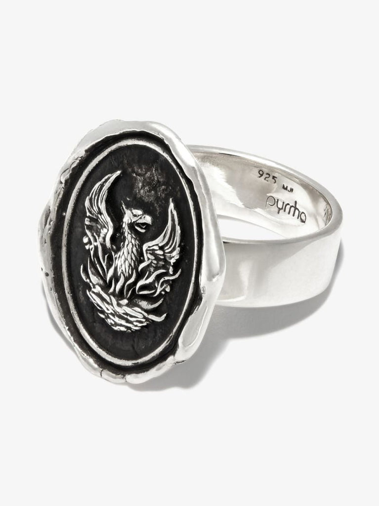 Sterling Silver Fire Within Signet Ring