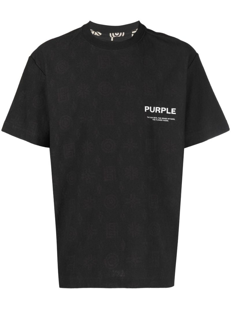 Black P104 Logo Print Textured Cotton T-shirt