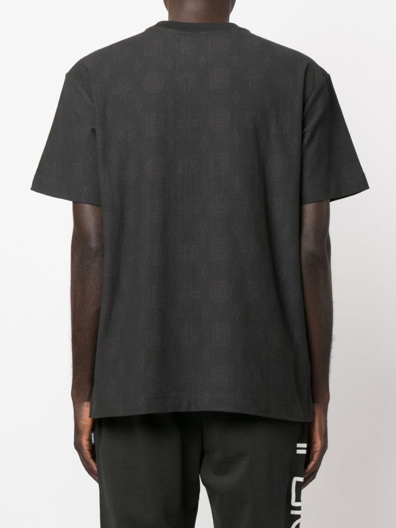 Black P104 Logo Print Textured Cotton T-shirt